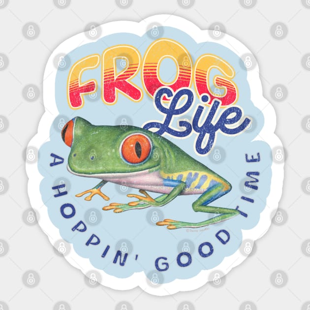 Cute Funny Red Eyed Tree Frog Gift Sticker by Danny Gordon Art